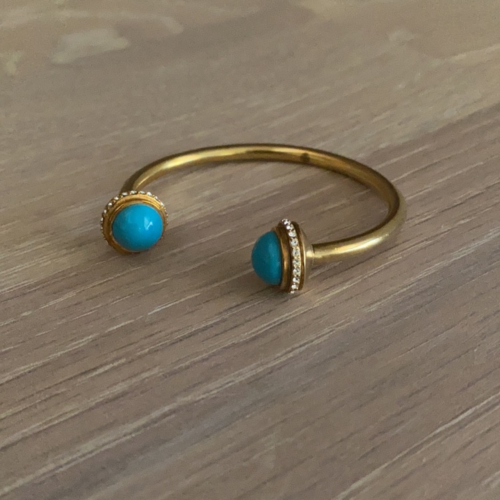 Brass and turquoise cuff